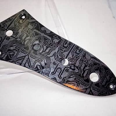 Custom Fender Jazz Bass Control Plate. 2016 Metallic Black "Sky Pearlz"/Circuit Board image 5