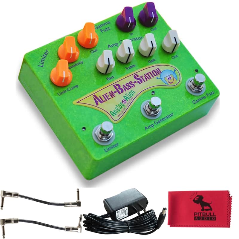 Analog Alien Bass Station Bass Effect Pedal w/ Power Supply, Patch Cables, Cloth image 1