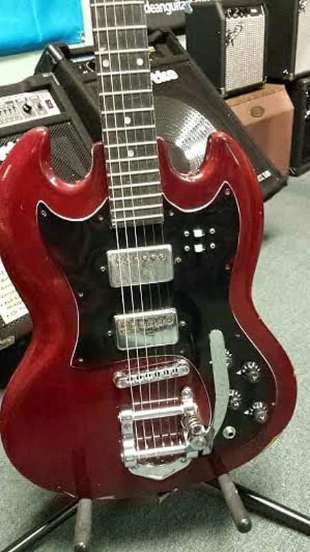 Vintage Teisco SG Electric Guitar w/ bigsby style tremelo