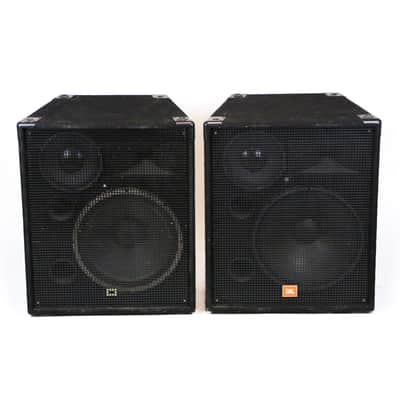 1990s JBL MR 838 3-Way Large Studio Live PA Monitors Black Carpet Cabinets 18” 10” Horn Speakers Bass Monitor Set image 4
