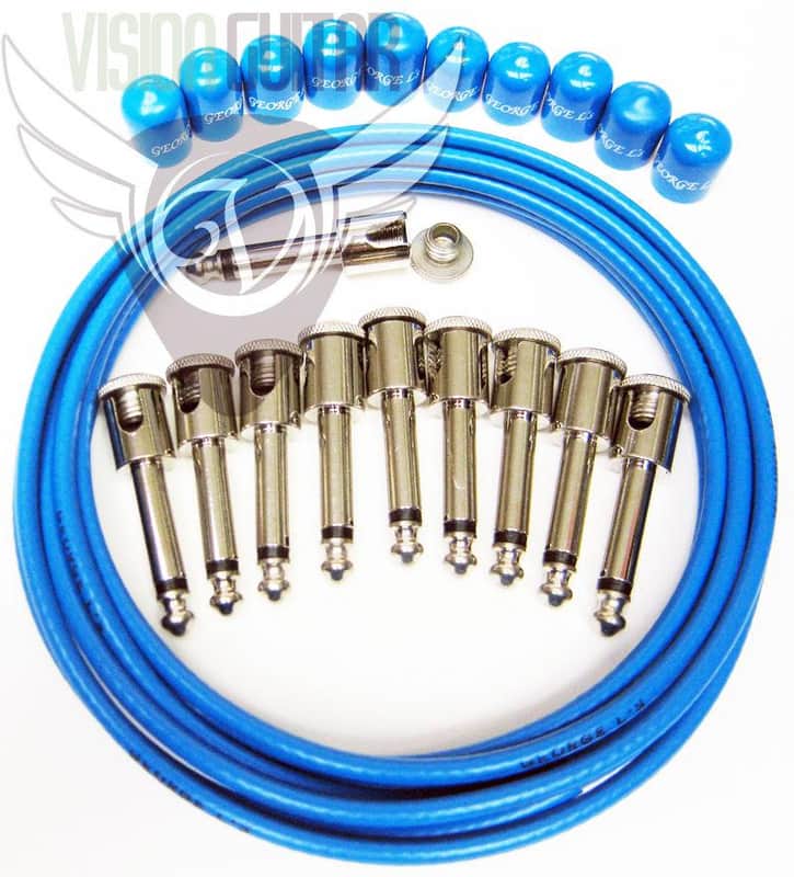 George L's Pedalboard Effects Cable Kit - Blue Cable .155 R/A Nickel Plugs image 1