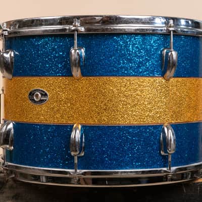 1970s Slingerland 12x15 Blue and Gold Tri Band Tom image 2