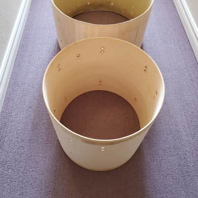 2PC Drum Shells Fiberglass & Wood 22"x16" & 16"x16 - Ultra Clean - Save $$ image 2
