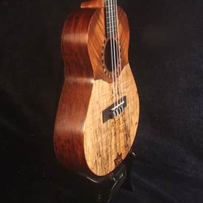 Handmade Left-handed 8 String Baritone Ukulele, Solid Curly Spalted Maple, Rosewood, MOP Inlay, Soft-bag, Bruce Wei UG19-2344 image 3