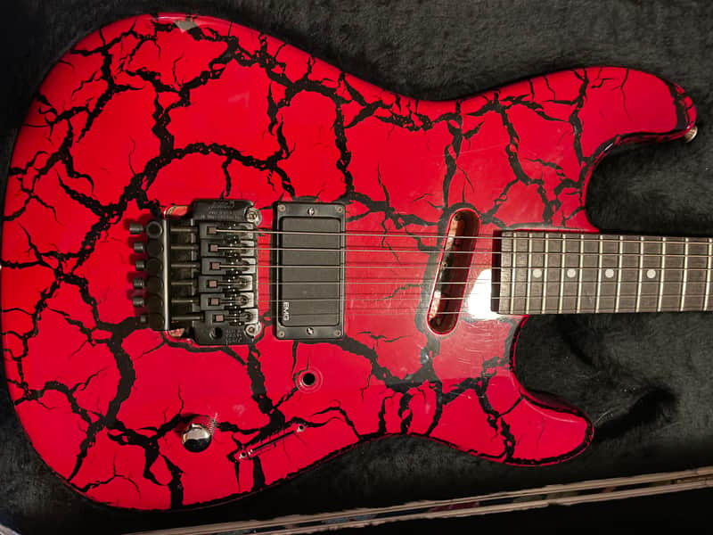 激レア　90年Charvette by CGARVELロゴ　USA製ジャンク！ Charvel Charvette Late 80s/early 90s Red/Black crackle | Reverb