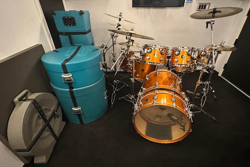 DW Collector’s Series Custom 2001 - Tangerine Halo Flake with Hardware and Hard Shell Cases image 1
