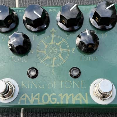 2024 Analogman King Of Tone Pedal Green Overdrive/Distortion Pedal image 1