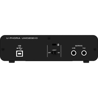 Behringer U-Phoria UMC202HD Audiophile 2x2 USB Audio Interface with MIDAS Mic Preamplifiers, 24-Bit/192kHz Resolution - With 6' 8mm XLR Microphone Cable, Fiber Optic Cleaning Cloth image 5