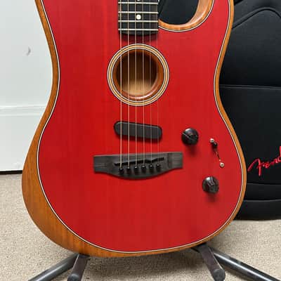 Fender American Acoustasonic Stratocaster Acoustic Electric Guitar - Dakota Red image 2