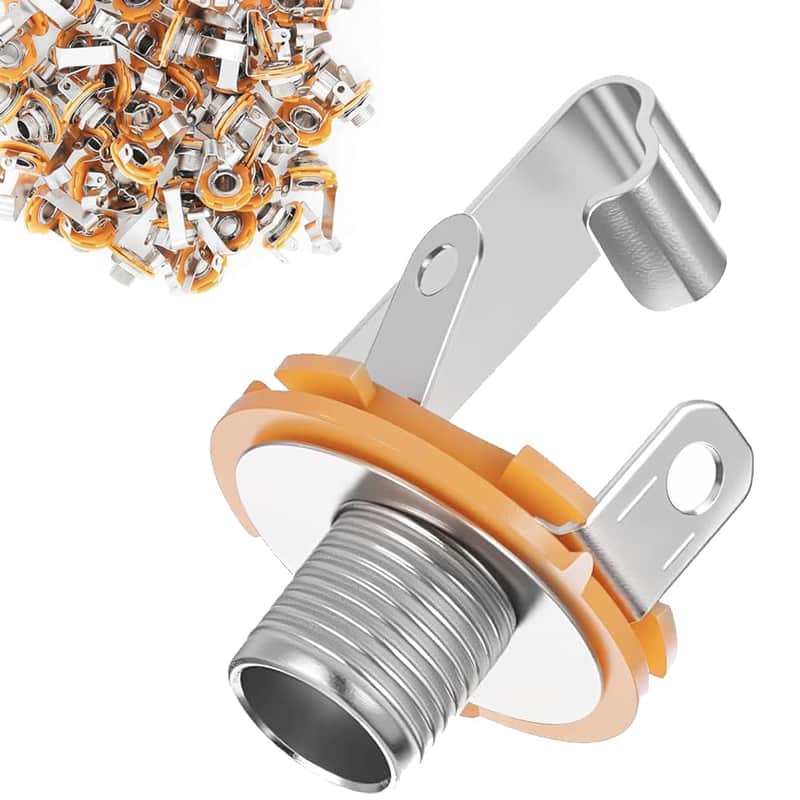 50 Pcs 1/4" Mono Guitar Input Jacks Female,TS Mono Panel Mount Socket with Washer and Nut Solder Type, for Electric Guitar Bass Replacement Parts image 1
