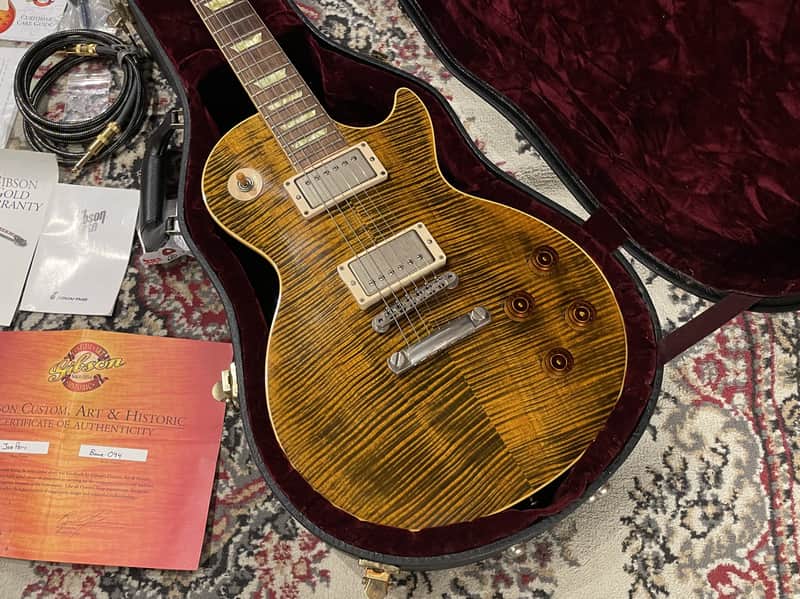 Top condition Gibson Joe Perry Signature Boneyard Les Paul 2003 Green Tiger[GSB019]