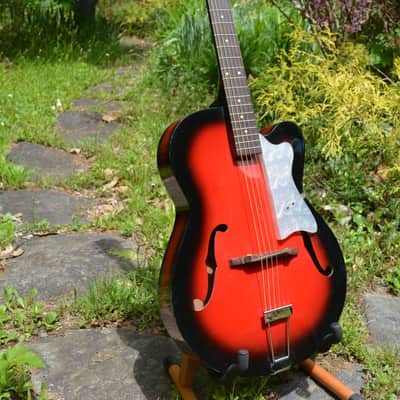 c. 1965 Vintage Eko Modello 100 Guitar, in Red Burst finish, w/a Pro Refurb setup and comes with a New Gator Black Hardshell Case image 4
