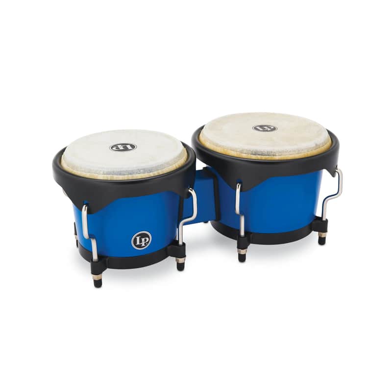 Latin Percussion 6 1/4-Inch and 7 1/4-Inch Bongos with Carrying Bag and Tuning Wrench (Race Car Blue) image 1
