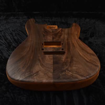 Strat Style Body - 1 Piece Mahogany with 2 Piece Walnut Top - Weight: 4 lbs 7 oz - EASY REACH NECK CARVE - 2-3/16" Heel Width image 6