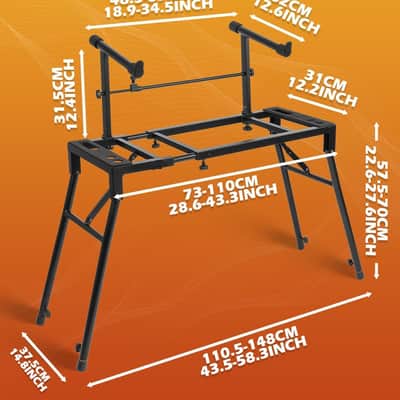 Dual Piano Keyboard Stand with 2nd Tier - Adjustable and Portable 2 Tier Music Stand for Synths and Electric Digital Keyboards - Fits 54 61 88 Key Pianos image 2