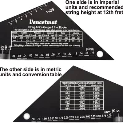 Guitar String Action Gauge, String Height Ruler, Guitar Fret Rocker, Fret Leveling Guide, Buzzing Fret Catcher, 1mm Thickness, Laser Etching, High Precision Graduations,Luthier Tools image 3