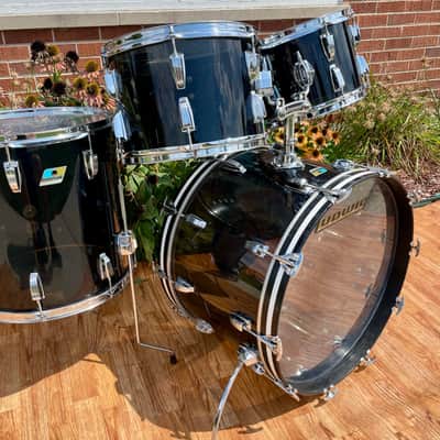 1970s Ludwig Smoke Black Vistalite Big Beat Drum Set 22/12/13/16 image 6