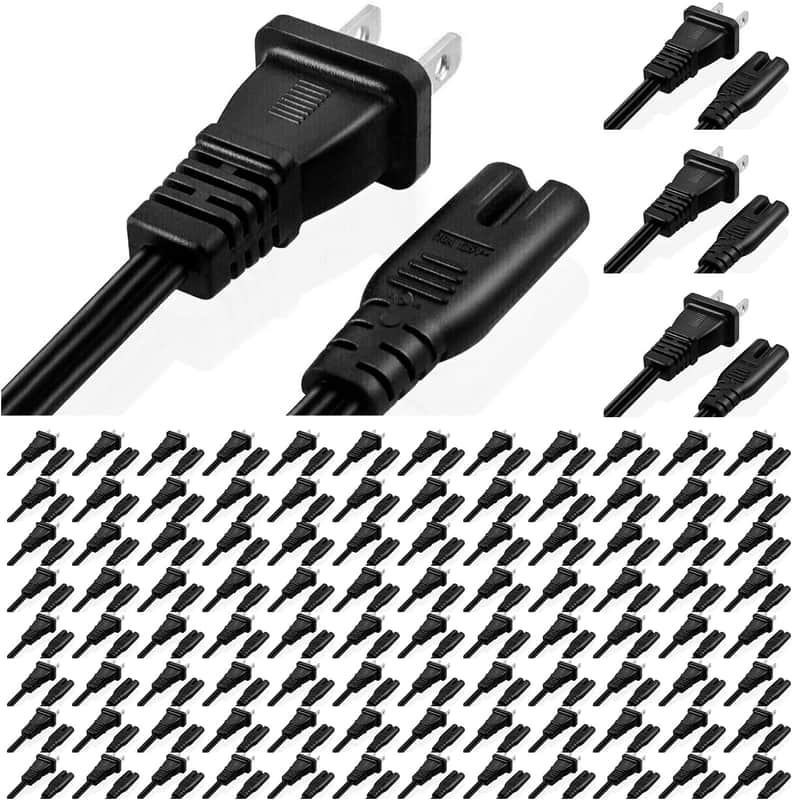 5 Core 100 Pieces Extra Long AC Wall Power Cord for Led LCD TV Vizio Samsung 6 Feet 2 Prong PP 1001 100 Pcs image 1