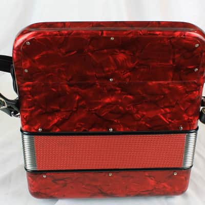 7684 - Red Decorated Filli Schiavoni "Loreto" Diatonic Button Accordion GC LMM 21 8 image 4