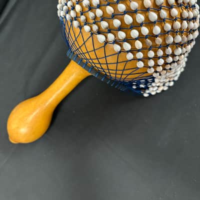 LARGE African AXATSE, Netted Gourd Rattle, Ewe-Style, Shekere, 8"x16", Handmade - NEW image 4