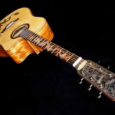 Acoustic Dreadnought Guitar Handmade by Blueberry Dragon Motif image 2