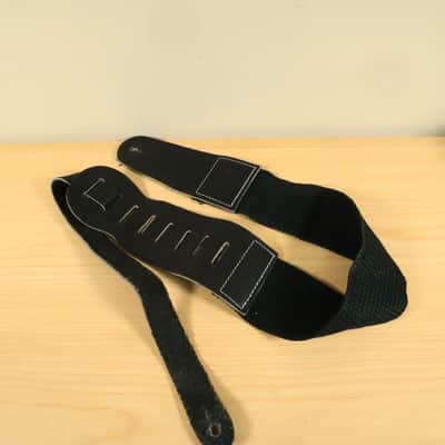 Vintage 90s Bass Guitar Nylon Guitar Strap Black w/ Leather tabs image 2