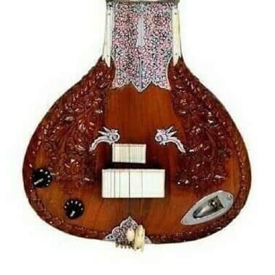 Sitar Electric  Hand Paint Tun Wood Indian Musical String Travel  With Fiber Case 2022 image 2