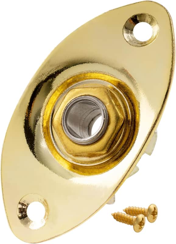 1/4" Oval Guitar Input Jack Output Plate Jackplate Socket for Strat Tele, Gold image 1