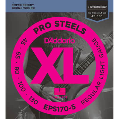 D'Addario EPS170-5 5-String Bass Guitar String Set, Light Gauge, Long Scale, 45-130 image 1