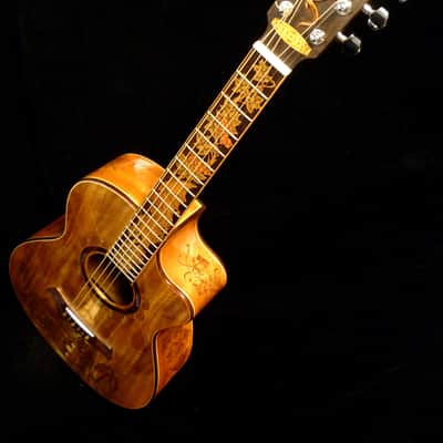 Acoustic Parlor Guitar Handmade by Blueberry Bat Motif Steel String image 9