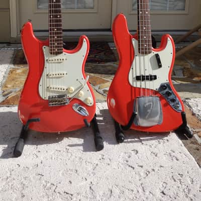 Fender Cunetto Custom Shop Jazz Bass 1996 Aged Fiesta Red image 10