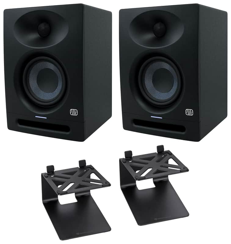 2) Presonus Eris Studio 4 Powered Active 4.5" Studio Monitor Speakers+Riser Stands image 1