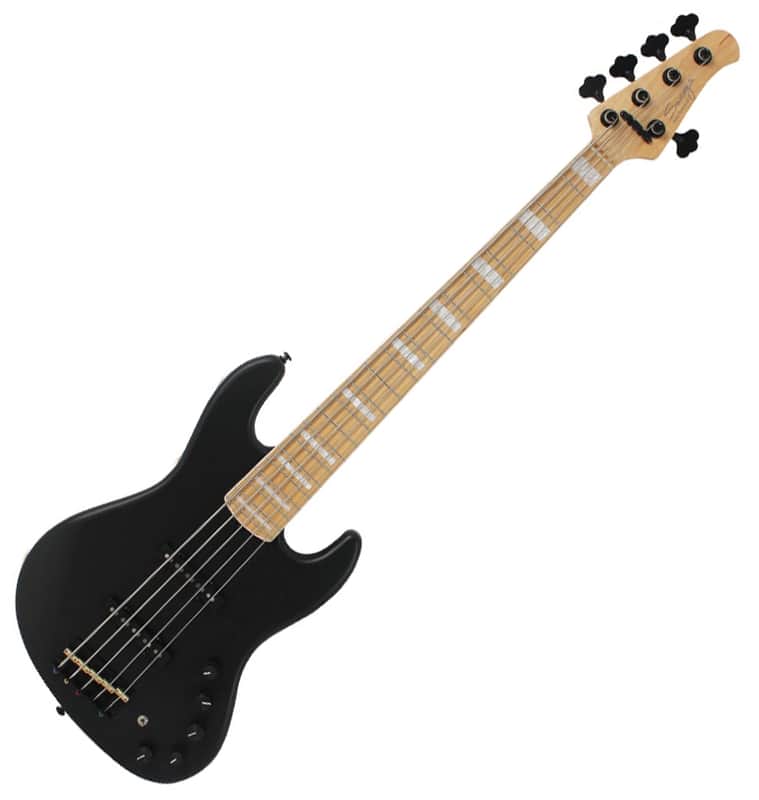 ベース Swing Guitars G5V Swing G5V Matte Black Chambered Body Lightweight Active 5 String