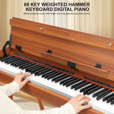 88 Key Weighted Piano Keyboard - Wood Piano Desk to Vanity, Hammer Action Electric Piano with MIDI, Ideal Home Digital Pianos & Keyboard Piano for Beginners (Brown) image 3