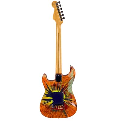 Fender FSR Splattercaster Standard Stratocaster 2003 Violet, Graffiti Yellow, Dakota Red, and Orange Drop over Surf Green W/HSC (Used) image 3