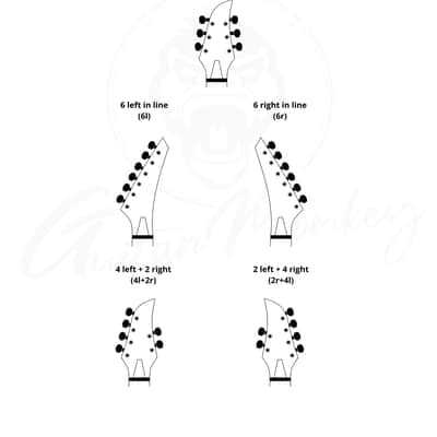 6 String Set - Guitar Monkey - Locking Tuners - Small German Ebenholz / Ebony Buttons - Chrome image 5