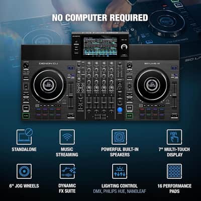 Denon DJ SC LIVE 4 4-Deck Standalone DJ Controller w/ Wi-Fi & Built-In Speakers image 7