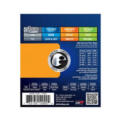 Elixir 12002 Nanoweb Nickel Plated Steel Electric Guitar Strings - Super Light (9-42) 2010s - Standard image 3