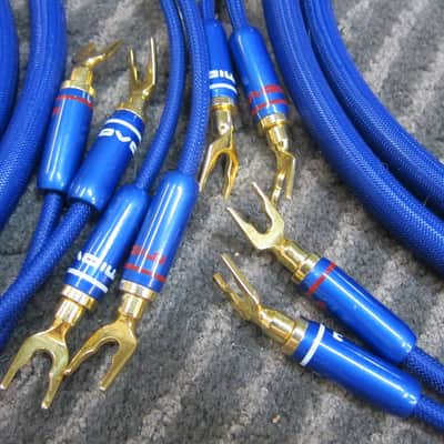 Pair Miova 8' Audiophile Heavy Gauge Speaker Cables, Gold Plated Spade Lugs, Highly Sheilded, Built + Attractive 2000s image 2