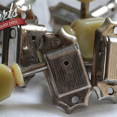 Set of 6 hand aged KLUSON Deluxe tuners, w/bushings and screws, nickel, relic, Les Paul | 59 Parts image 7