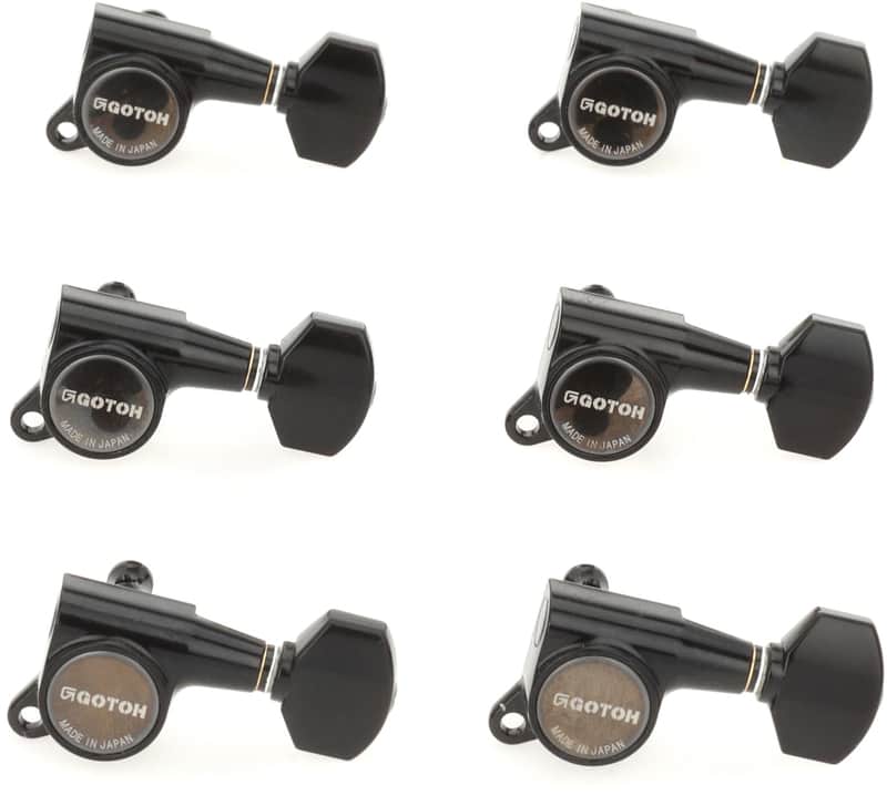 Gotoh SG381-07 Tuning Machine Set - 6 In-line Right-handed  Black Chrome image 1