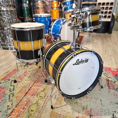 Ludwig Club Date USA 18-14-10" Maple/Poplar 7-ply Shells - Black/Gold Duco image 1
