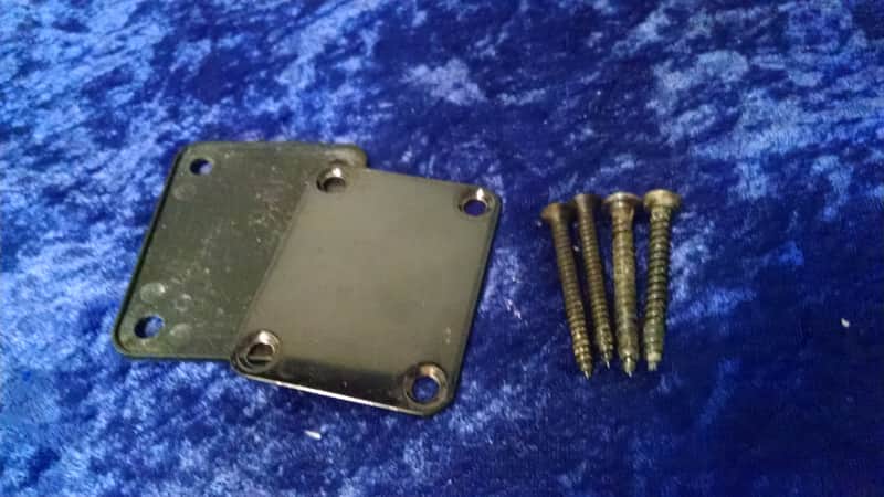 90s Allparts neck plate black w/screws and pad image 1
