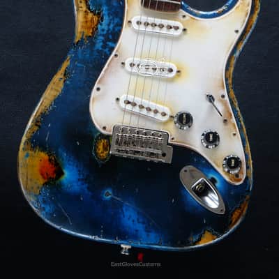 Fender Stratocaster Midnight Blue Pelham Dark Blue Heavy Relic Aged by East Gloves Customs image 3