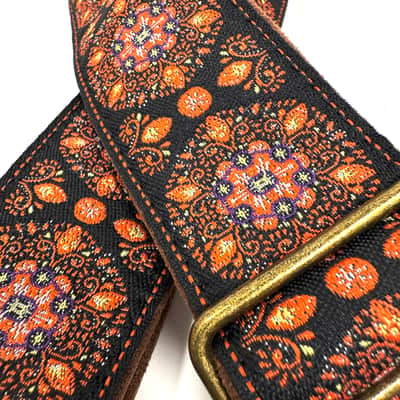 Walker & Williams H-46 Vintage Series Plush Back, Black Sunset Orange Woven Strap w/Chestnut Ends image 4
