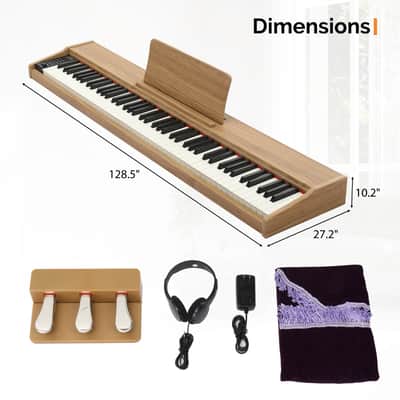 Glarry 88-Key Semi-Weighted Keybed Digital Piano - Nature image 7