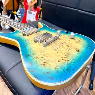 🔥2021🔥 Dean Exile Select 7-String Burl Poplar~ Satin Turquoise Burst~ Rare! image 15