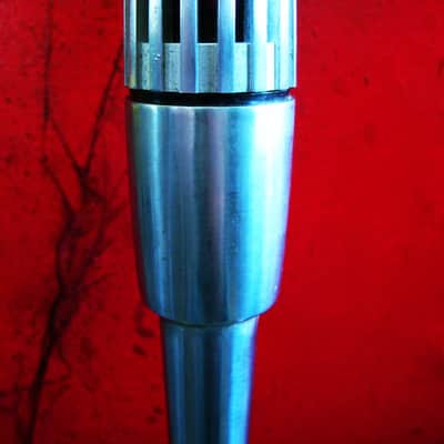 Vintage 1960's Calrad DM-21 dynamic Satin Chrome microphone w desk stand Lafayette Olson Aiwa display repair image 9