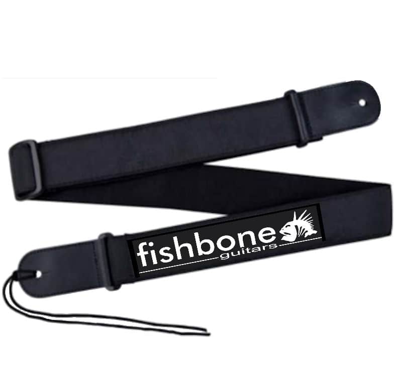 fishbone ST-S10 Strap Acoustic Electric Adjustable Black Bass Guitar Strap w/ White Logo image 1