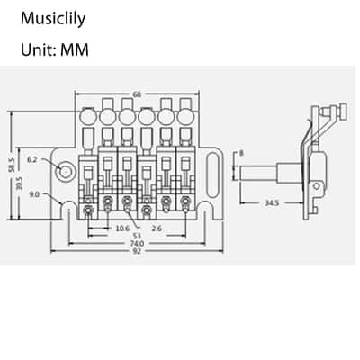 Musiclily Zinc Alloy Locking Tremolo Bridge System Set For Electric Guitar Parts,Black image 2